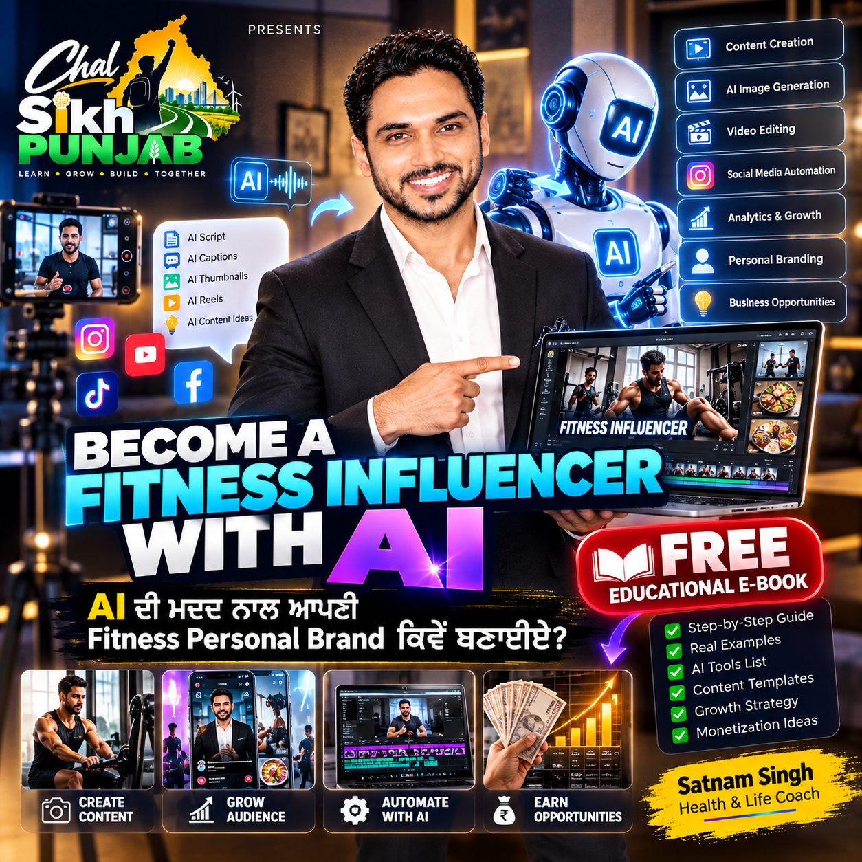 Become a Fitness Influencer with AI — Chal Sikh Punjab free educational e-book
